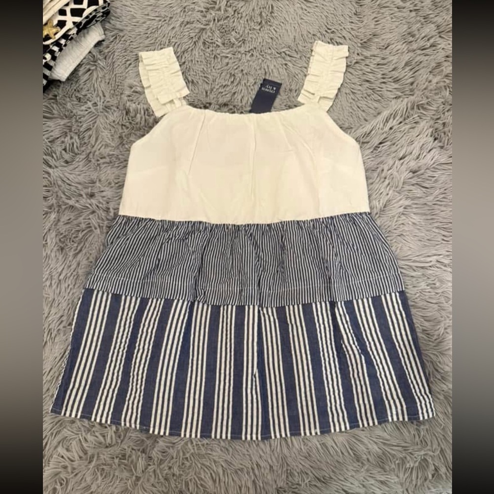 NWT Crown & Ivy White and Blue Striped Tank Top